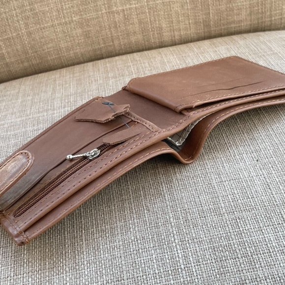 Men Wallet Billfold Handmade Genuine Leather Bifold Card Holder W/ Snap - Picture 11 of 11